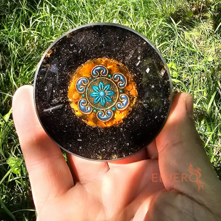 Decoratiune orgon cu turmalina neagra model floral [6]