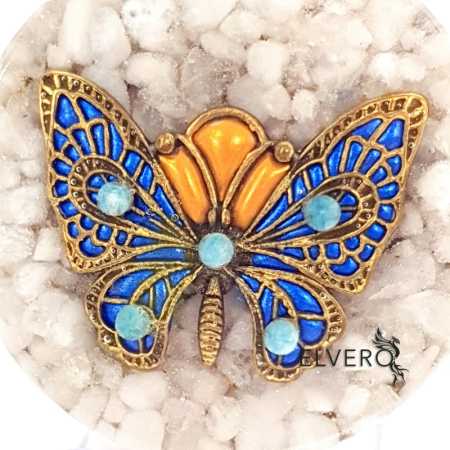 Disc orgonic Fluture, 6,5x2,5 cm, cu angelit, cuarț albastru, turmalină neagră [1]