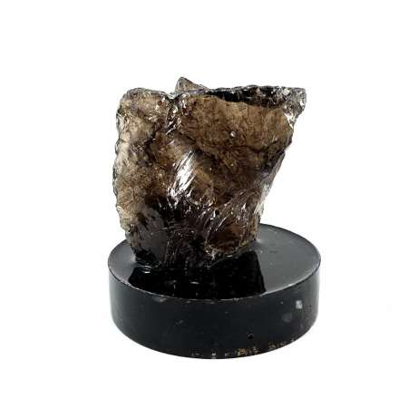Minerale pe suport orgonic - Decoratiune cristal cuart fumuriu pe suport turmalina neagra