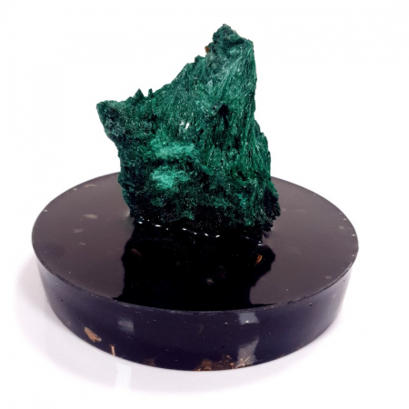 Minerale pe suport orgonic - Piatra malachit fibros natural pe suport orgon turmalina