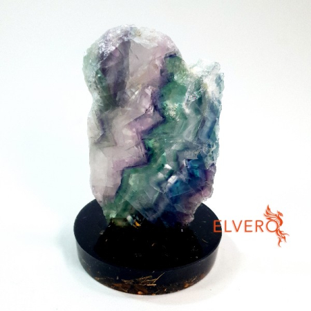 Minerale pe suport orgonic - Fluorit multicolor pe disc orgonic cu turmalina neagra  *