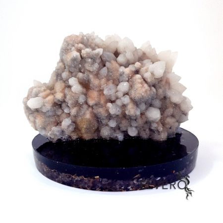 Minerale pe suport orgonic - Decoratiune eleganta pentru birou geoda cuart pe suport turmalina neagra *