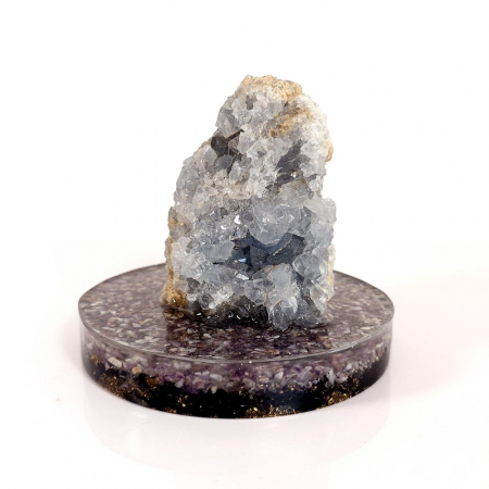 Minerale pe suport orgonic - Celestit natural geoda pe suport orgon