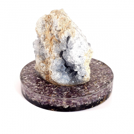 Celestit natural geoda pe suport orgon [6]