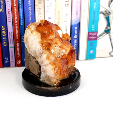 Citrin esantion unicat din geoda pe disc orgon cu turmalina [7]