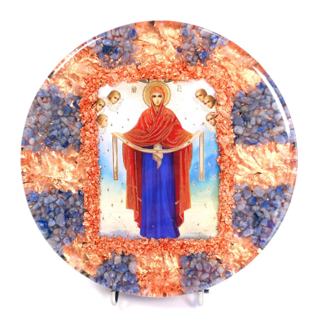 Decorațiuni orgon din pietre naturale - Acoperamantul Maicii Domnului icoana pietre semipretioase