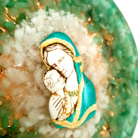 Icoana Fecioara Maria și pruncul Iisus cu pietre naturale aventurin [1]