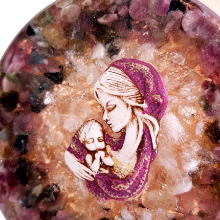 Icoana Sfanta Maria și Pruncul din turmalina multicolora [1]