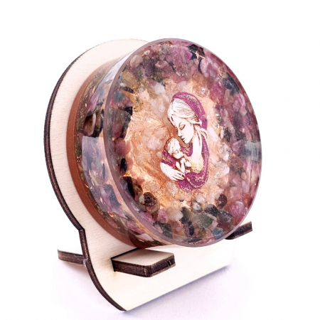 Icoana Sfanta Maria și Pruncul din turmalina multicolora [4]