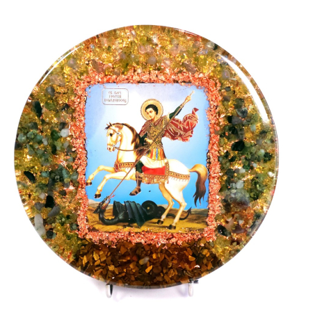 Decorațiuni orgon din pietre naturale - Sfantul Gheorghe icoana decoratiune orgon