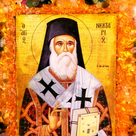 Sfantul Nectarie icoana orgon din pietre naturale [2]