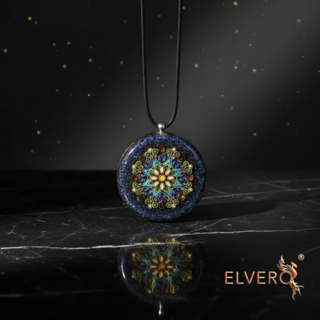Pandantiv mandala lotus Nectar al Cunoașterii – pietre naturale, handmade [3]