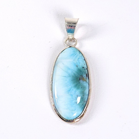 Medalion unicat din larimar natural cu montură placată cu argint – design elegant și discret [3]