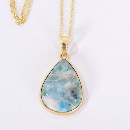 Bijuterie cu larimar natural placata cu aur [3]