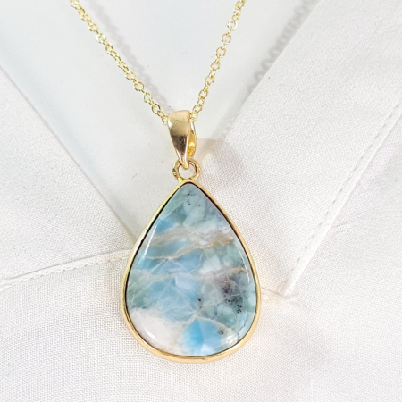 Bijuterie cu larimar natural placata cu aur [5]