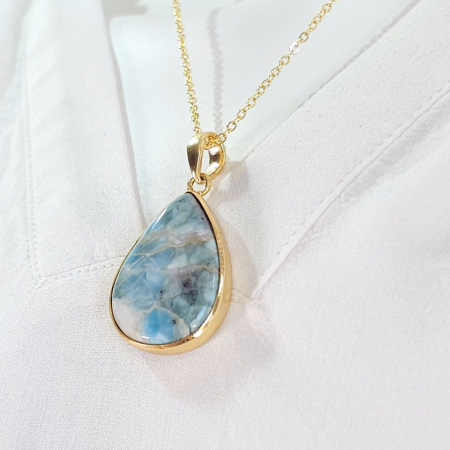 Bijuterie cu larimar natural placata cu aur [7]