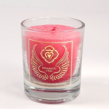 Lumânări parfumate - Lumânare Arhanghelul Uriel cu uleiuri esențiale de scorțișoară, trifoi, nucșoară și ceară naturală, 14h ardere