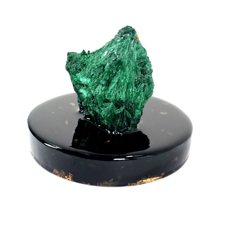 Minerale pe suport orgonic - Piatra malachit fibros natural pe suport orgon turmalina