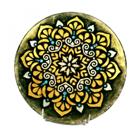 Tablouri - Obiect decorativ pentru casa sau birou mandala cu pietre turmalina