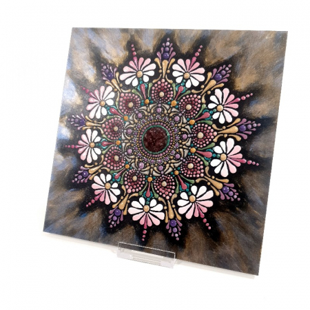 Mandala florala cu pietre de turmalina roz consacrata feminitatii [5]