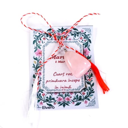 Bijuterii pietre naturale - Martisor piatra cuart roz