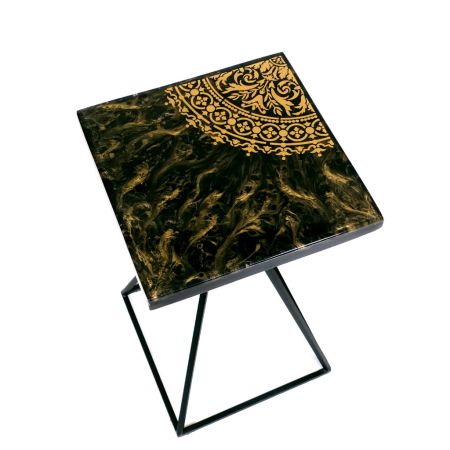 Măsuță de cafea din rășină epoxidică cu cristale de cuarț [1]