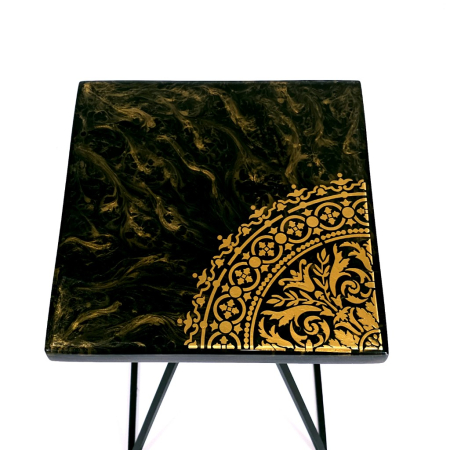 Măsuță de cafea din rășină epoxidică cu cristale de cuarț [12]