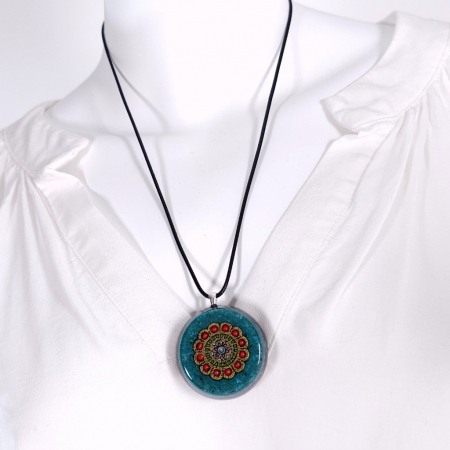 Medalion crisocola orgon cu mandala [4]