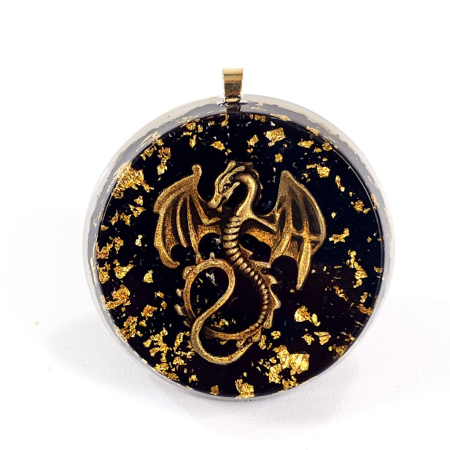 Amuleta dragon auriu cu aur si pietre naturale [3]