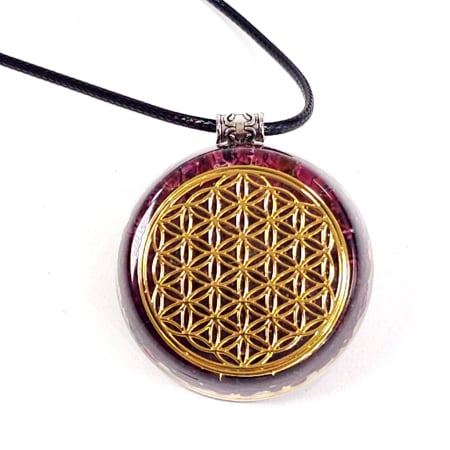 Pandantive Elvero - Medalion orgonic floarea vietii cu pietre naturale