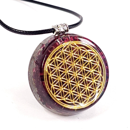 Medalion orgonic floarea vietii cu pietre naturale [2]