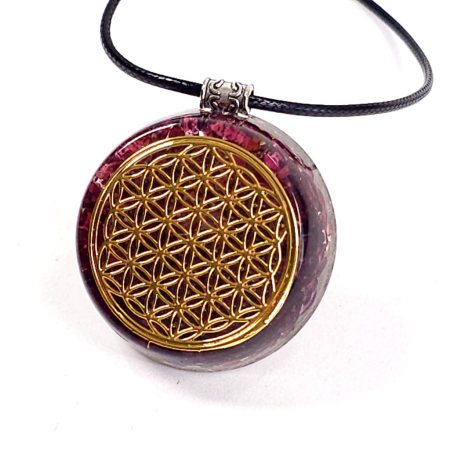 Medalion orgonic floarea vietii cu pietre naturale [3]