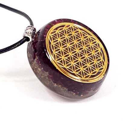 Medalion orgonic floarea vietii cu pietre naturale [4]