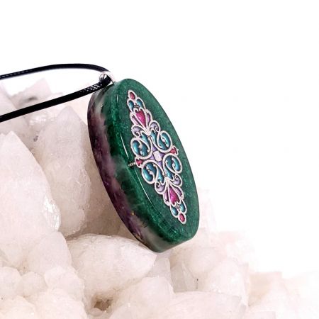 Medalion malachit cu pietre naturale tip cloisonne enamel [1]