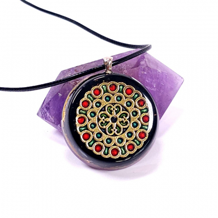 Medalion turmalina neagra cu mandala [3]