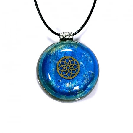 Medalion orgonic albastru cu mandala