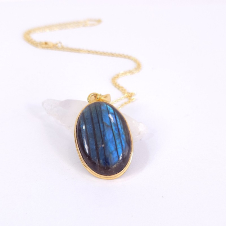 Medalion labradorit placat cu aur [2]