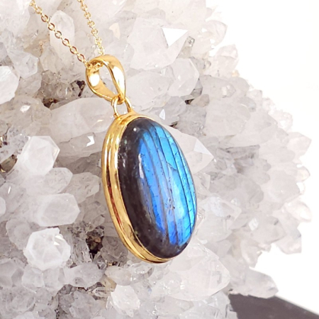 Medalion labradorit placat cu aur [6]