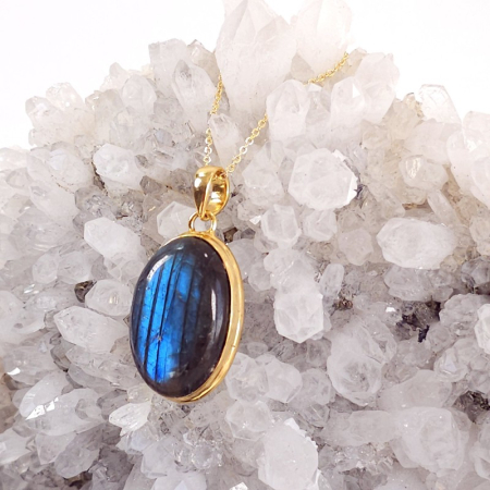 Medalion labradorit placat cu aur [7]