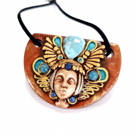 Medalion îngerul înțelepciunii cu larimar natural [1]