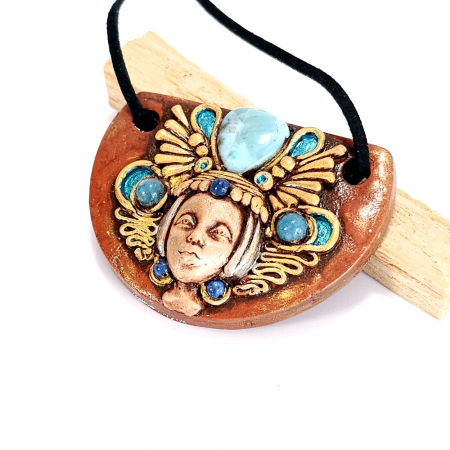 Medalion îngerul înțelepciunii cu larimar natural [2]