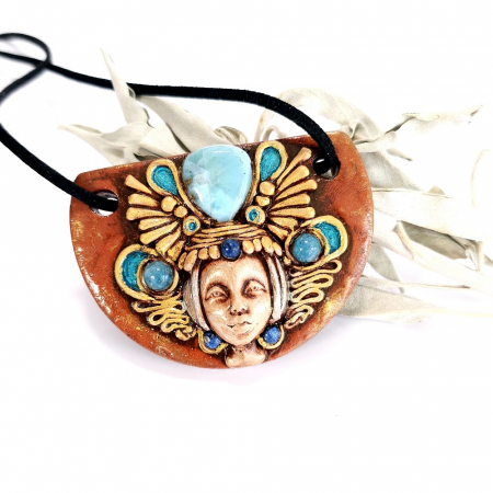 Medalion îngerul înțelepciunii cu larimar natural [3]