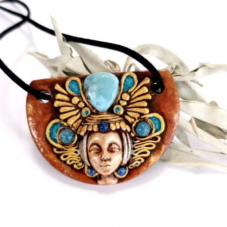 Medalion îngerul înțelepciunii cu larimar natural [5]