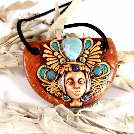 Medalion îngerul înțelepciunii cu larimar natural [6]