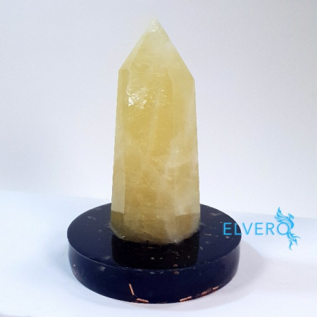 Minerale pe suport orgonic - Bagheta de citrin natural pe suport orgon turmalina neagra