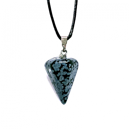 Medalion pendul din obsidian fulg de nea