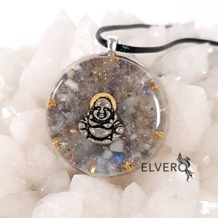 medalion zen din pietre naturale cu buddha razand fericit