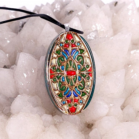 Medalion crisocola pietre naturale tip cloisonne enamel [3]