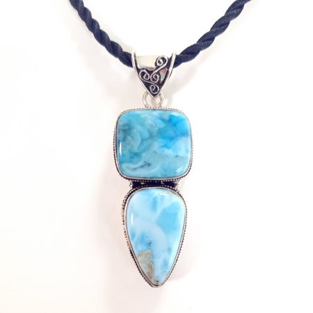 Pandantiv argintat cu pietre de larimar natural [2]