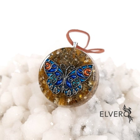 Medalion zen fluture albastru cu pietre naturale [3]